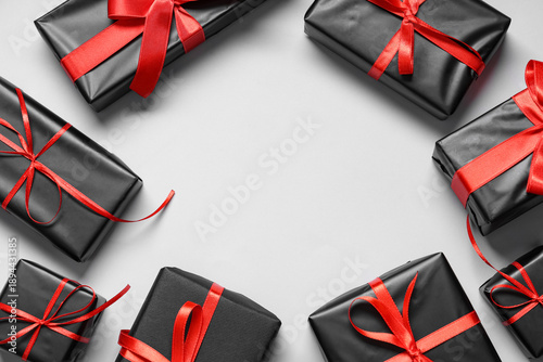 Frame made of gift boxes on...
