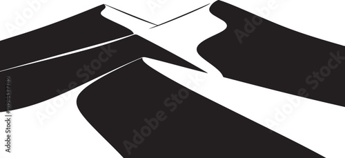 Abstract black and white shapes in modern art style