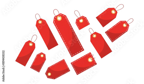 Sale Price Tags Red Label Vector Set for Retail Promotion