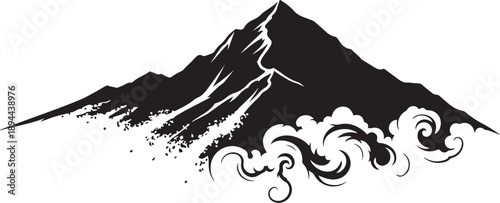 Majestic Mountain Landscape with Wave Design Element Illustration