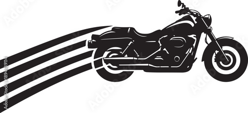 Black Motorcycle Silhouette Speeding Down Open Road at Night