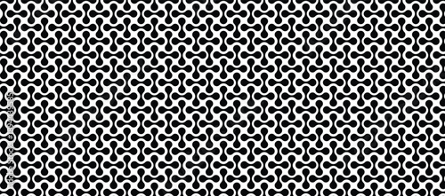 seamless black and white abstract geometric pattern featuring interlocking curved shapes for modern background design