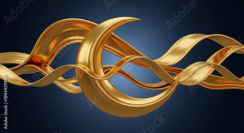 Gold Wave Inspired Ramadan Eid 3D Islamic Festive Background