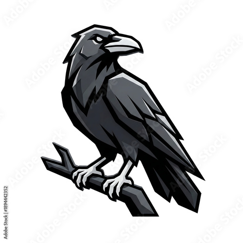 Dark Crow Raven Perched 3D Mascot Branding