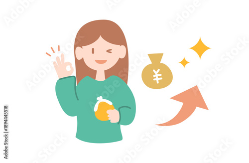 財布を持つ女性のベクターイラスト