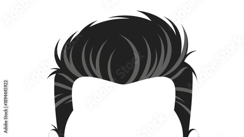 Illustration of a person's hairstyle viewed from behind with flowing hair and dynamic movement