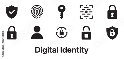 Digital identity vector icons for online security and personal verification