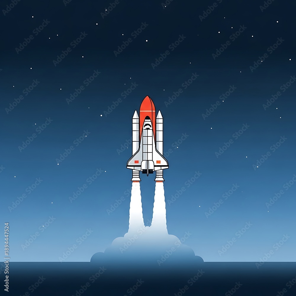 Obraz premium Space Shuttle Launching into the Stars.