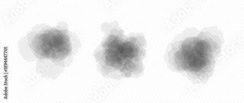 Grey blobs set in watercolor style. Soft black watercolour texture splash effects. Round ink or paint brush shape element collection. Abstract pastel color splatters, spots, stains and drops. Vector