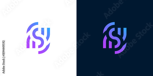 Dynamic abstract lettermark logo design featuring flowing lines and a vibrant gradient, ideal for innovative tech or secure digital branding