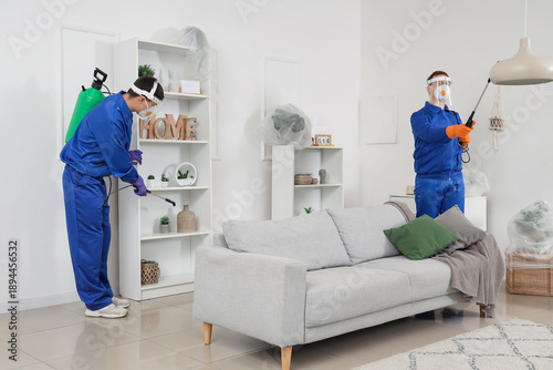 Male workers in protective ...