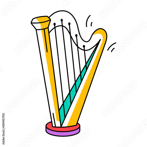 A hand drawn style icon showing a harp