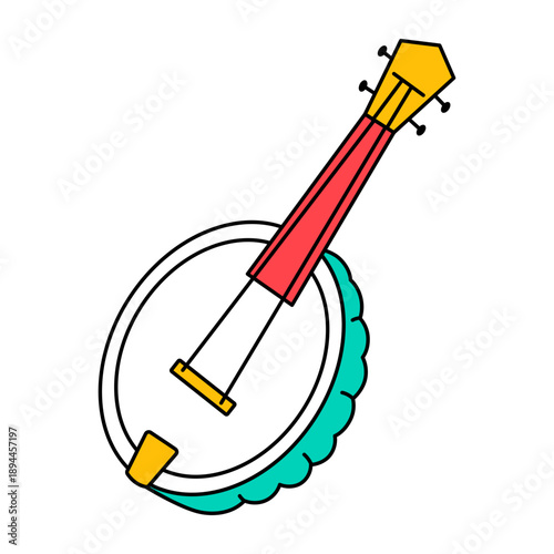 A sketchy style icon depicting a banjo