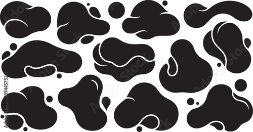 Abstract Black Shapes on White Background Illustration Design