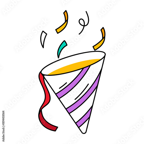 A sketchy style icon depicting party popper