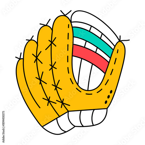 A doodle style icon showing baseball glove