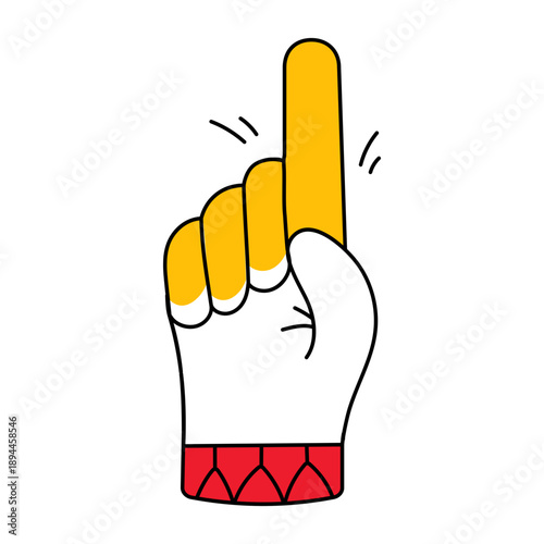 A sketchy style icon depicting foam finger
