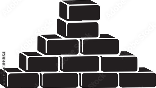 Black bricks stacked in a pyramid shape illustration