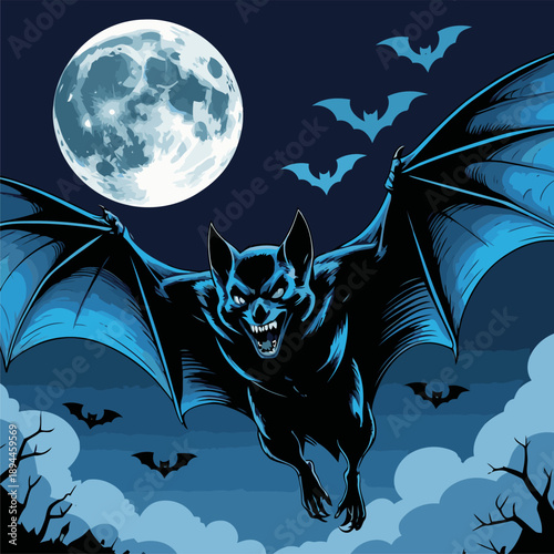 bats against a full moon