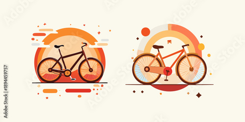 Vector illustration of a vintage bicycle for fitness and travel with a mountain bike wheel design icon