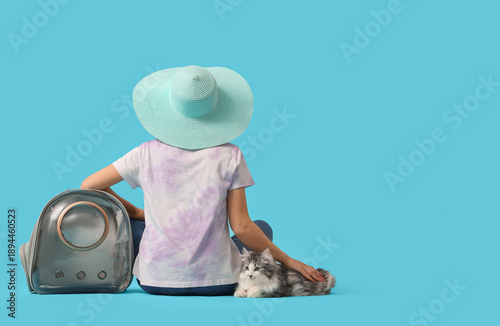 Female tourist with cat and...