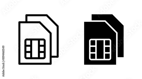 Sim card icon set vector. dual sim card sign and symbol