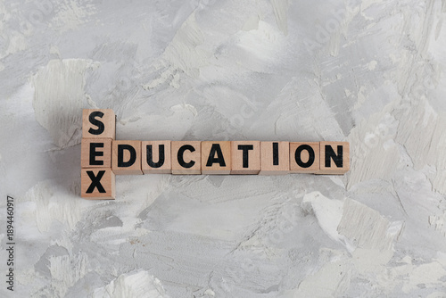 Wooden cubes with text SEX ...