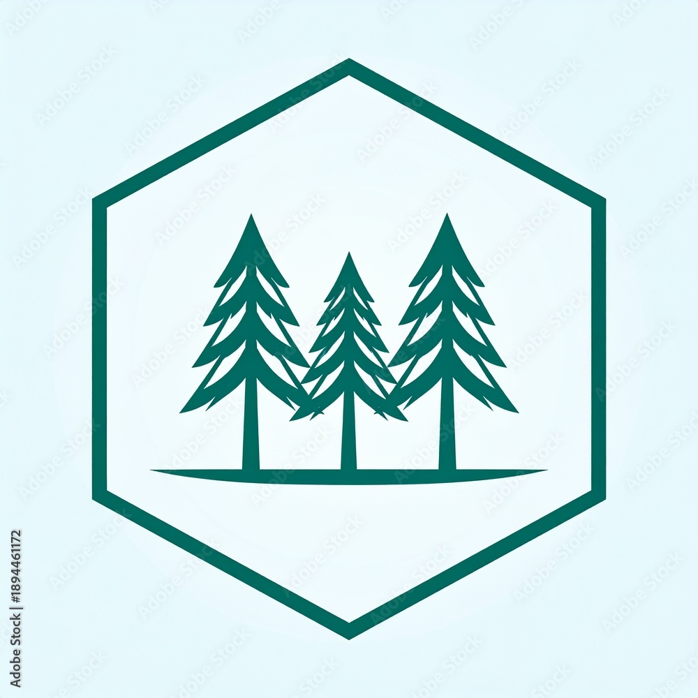 Fototapeta premium Evergreen forest badge logo icon vector minimalist nature symbol design template