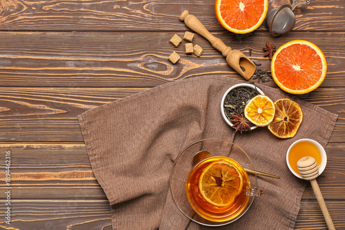 Glass cup of tasty orange t...