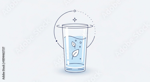 Refreshing drink with leaves in glass cup on white background