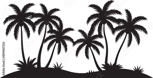 palm trees silhouette scene for logo and print use