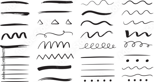 brushstroke vector set of black ink line textures and patterns