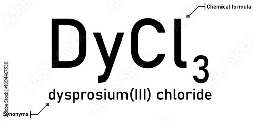 Dysprosium (III) chloride chemical formula with callout titles