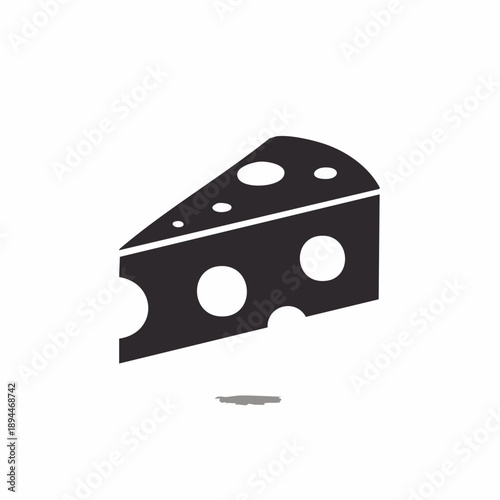 Monochrome cheese wedge illustration with visible holes on a white background plain and simple