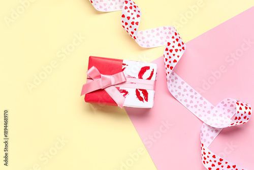 Beautiful gift box and ribb...