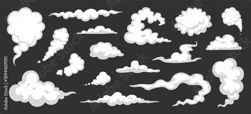 smoke cloud vector set stylized smoke and cloud illustrations