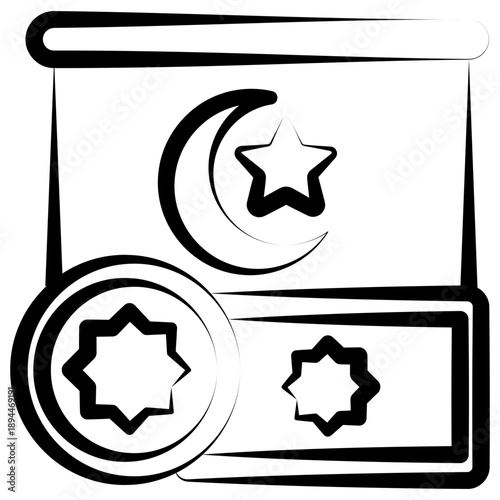 Donation Outline Hand Drawn Icon, Mini Illustration For Modern Concept, Print, Ui, Ux Kit, Web And App Development. Vector Related To Ramadan, Eid Al-Fitr, Eid Al-Adha And More
