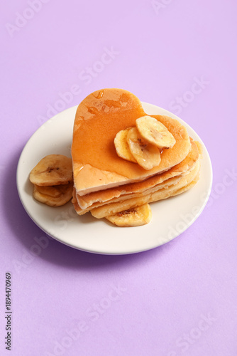 Plate with tasty pancakes i...