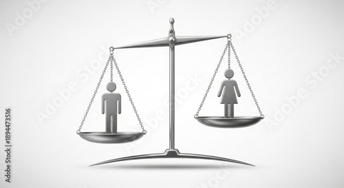 Balanced scales with male and female symbols on equal sides