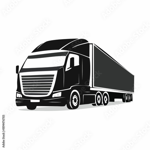 Sleek Black and White Truck Illustration Capturing Modern Transportation Design Aesthetics