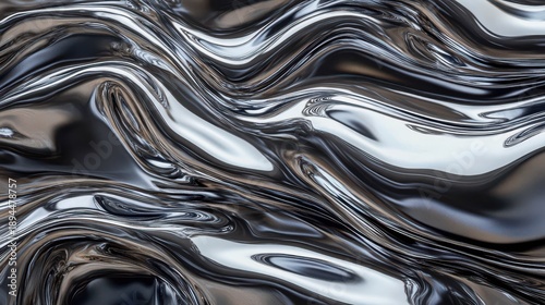 Shimmering Metallic Fluid Waves with Smooth Reflective Surface