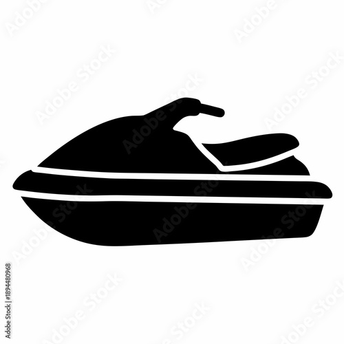 Stylized black and white jet ski watercraft illustration on a white background