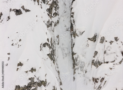Photography Snowy Mountain Cliffs and Snow Field in Rugged Terrain, BC, Canada Landscape Alp