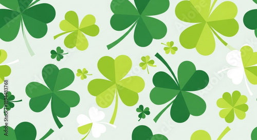 Vibrant green clover leaves pattern on light background for st patrick's day decoration and luck symbolism