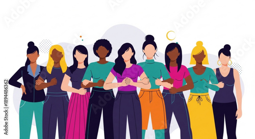 Diverse group of women standing together in solidarity with arms crossed representing female empowerment and unity