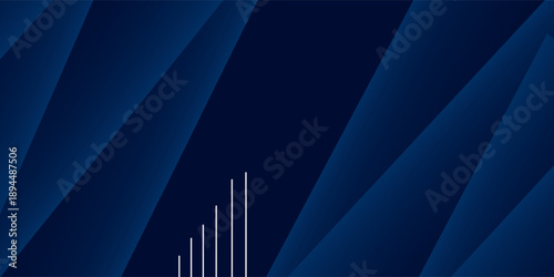 Abstract dark blue gradient horizontal banner background with overlay geometric triangle shapes and glowing line. Modern paper cut texture design with space for text. Suit for poster, cover, header