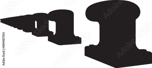 Railway Track Sleepers in a Row on White Background