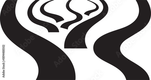 Stylized Black and White Abstract Human Heads Illustration Art