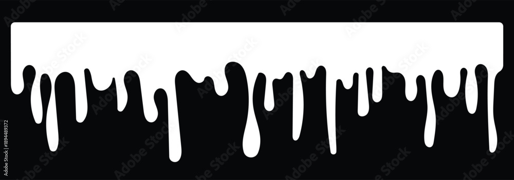 Obraz premium Flowing liquid dripping from above. Hand drawn liquid paint drops on an isolated background. Flowing, spilling, dripping. eps 10