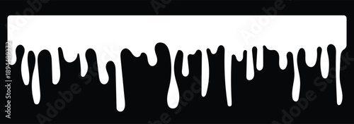 Flowing liquid dripping from above. Hand drawn liquid paint drops on an isolated background. Flowing, spilling, dripping. eps 10